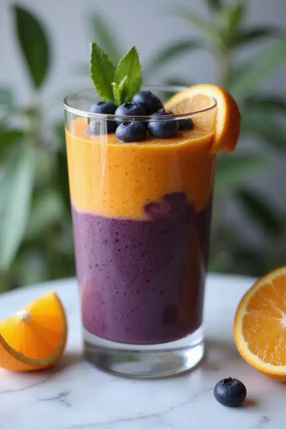 schöne geschichtete Smoothie-Präsentation