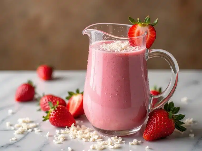 Kokos-Erdbeere-Protein-Smoothie