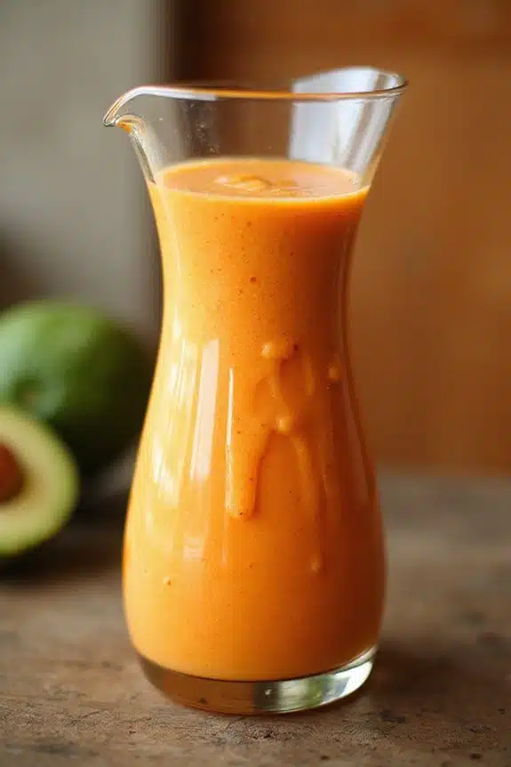 cremige orange Avocado-Mischung