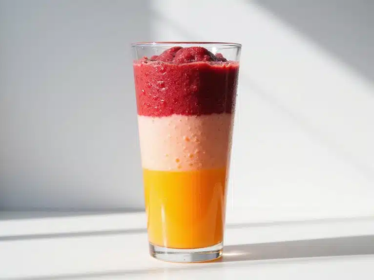 Mango-Pfirsich-Erdbeer-Smoothie