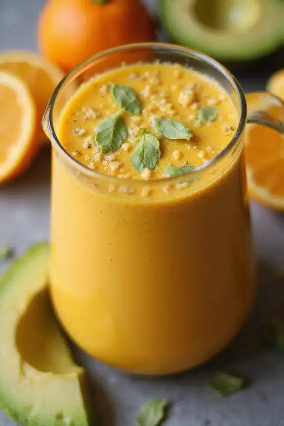 nährstoffreicher oranger Avocado-Smoothie