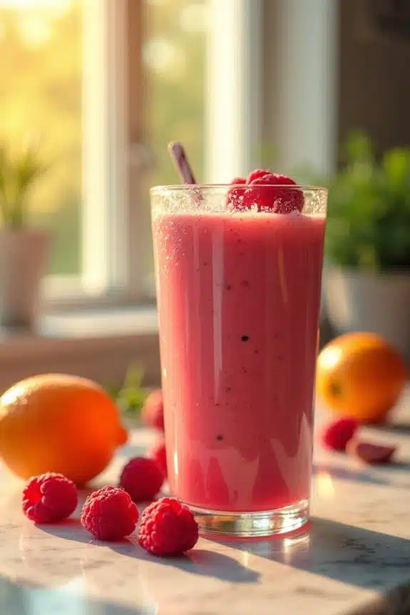 nährstoffreicher Himbeer-Sonnenaufgang-Smoothie