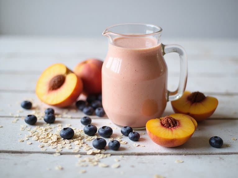 Pfirsich-Blaubeer-Haferflocken-Smoothie