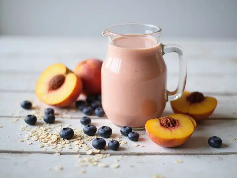 Pfirsich-Blaubeer-Haferflocken-Smoothie