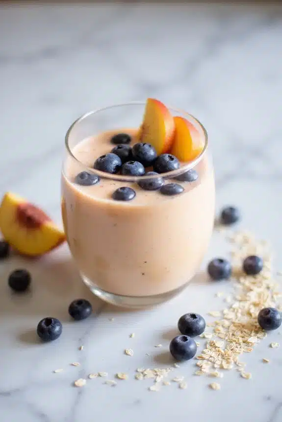 erfrischender Pfirsich-Blaubeer-Smoothie