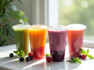 erfrischende Smoothie-Becher-Auswahl