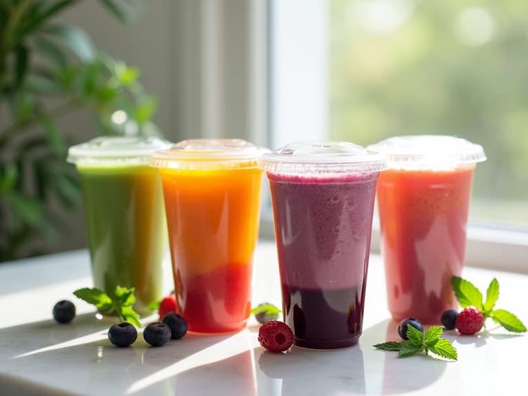 erfrischende Smoothie-Becher-Auswahl