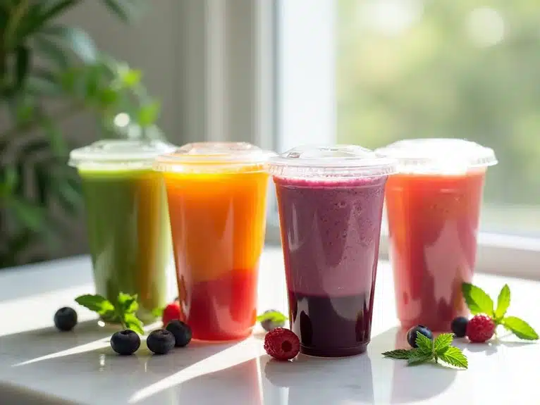 erfrischende Smoothie-Becher-Auswahl