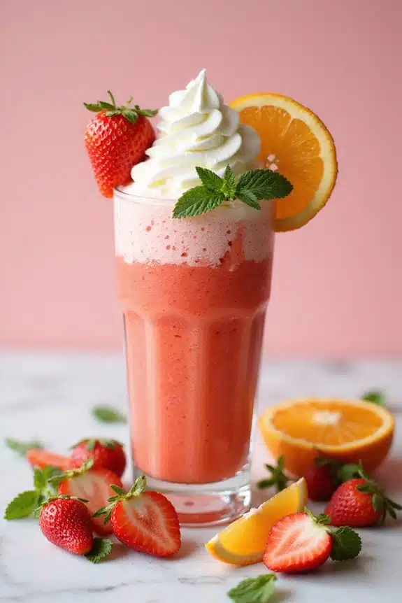Smoothie-Präsentation und Garnierungen