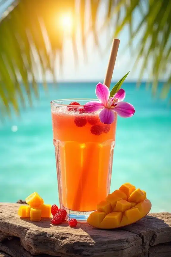 Smoothie-Präsentation und Garnierung