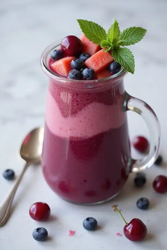 Smoothie-Präsentation und Garnierung