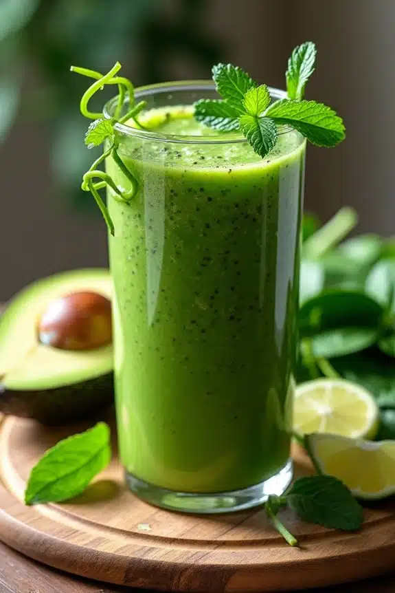 Smoothie-Präsentation und Garnierung
