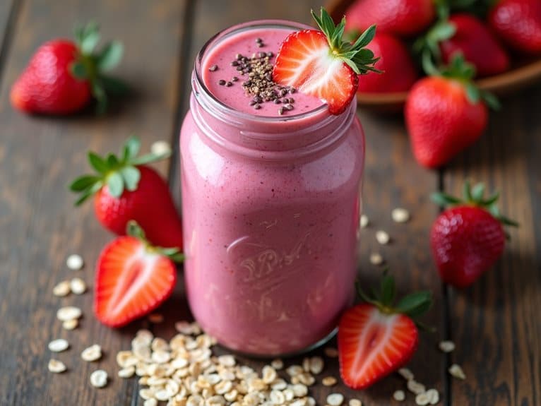 Erdbeer-Haferflocken-Leinsamen-Smoothie
