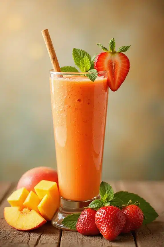 tropische Frucht-Smoothie-Präsentation