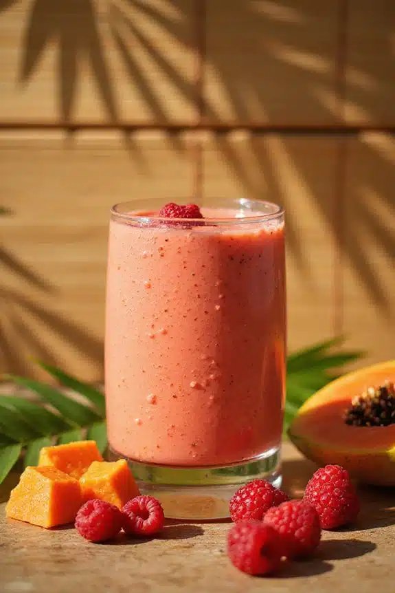 tropische Himbeer-Papaya-Mischung