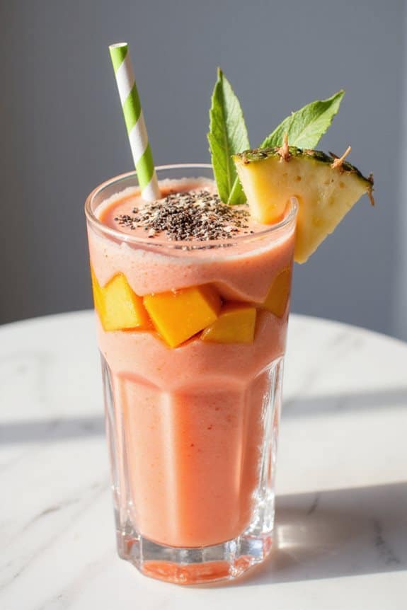 Ideen für die Präsentation von tropischen Smoothies