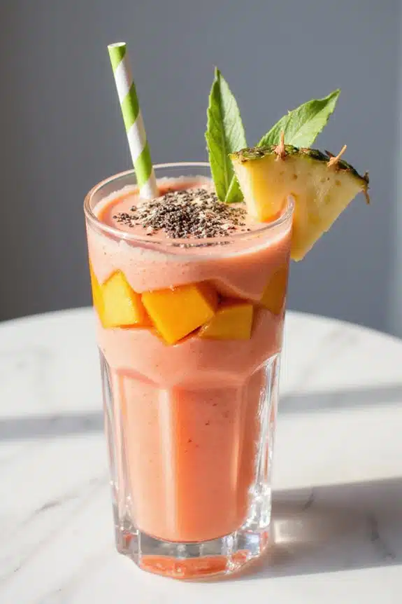 Ideen für die Präsentation von tropischen Smoothies