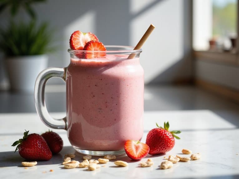 veganer Erdbeer-Erdnussbutter-Smoothie